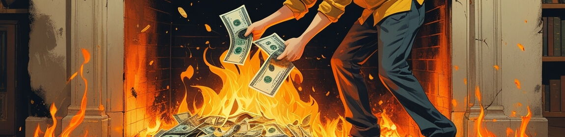 Mann verbrennt Geld im Kamin